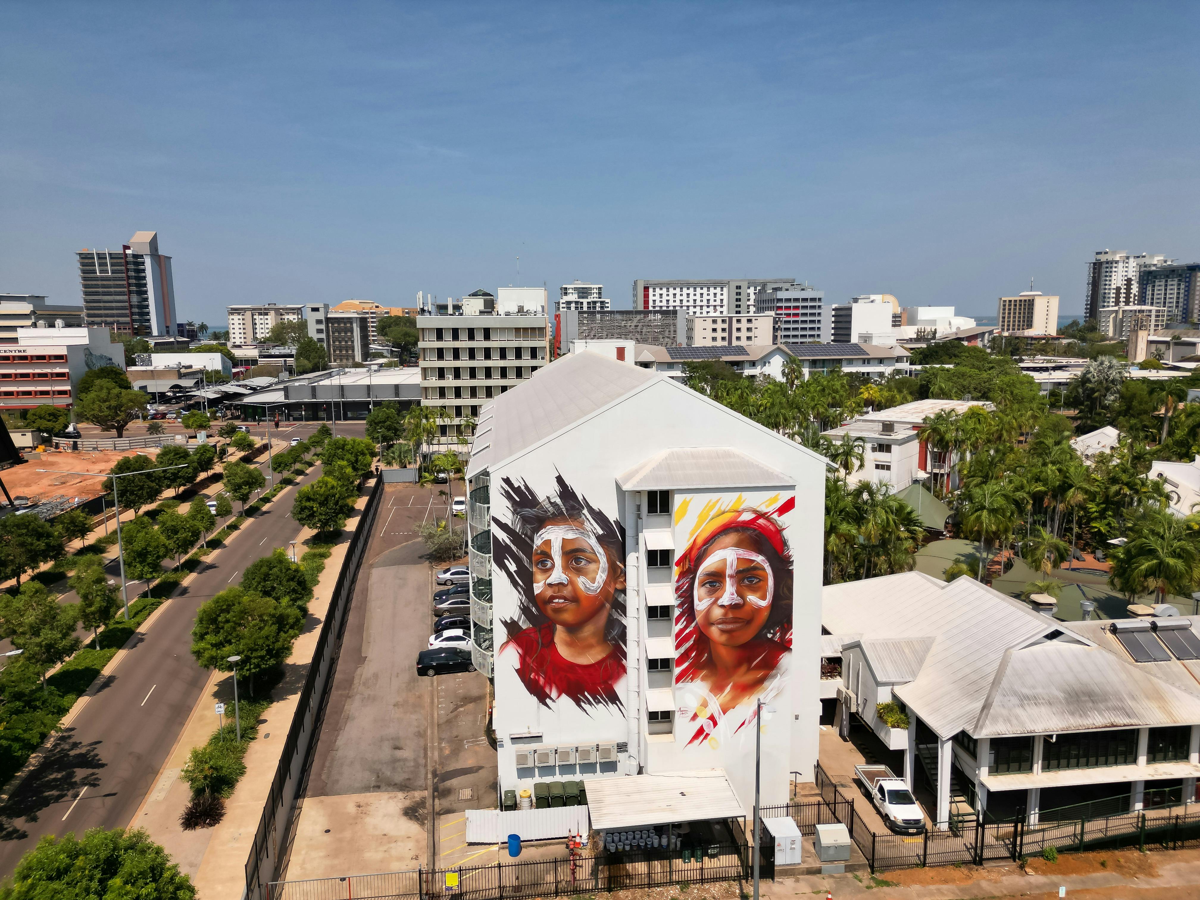 Iconic mural of local children by the famous Adnate