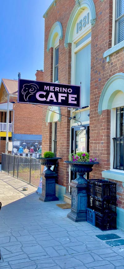 image of outside sitting area and exterior of Merino Cafe