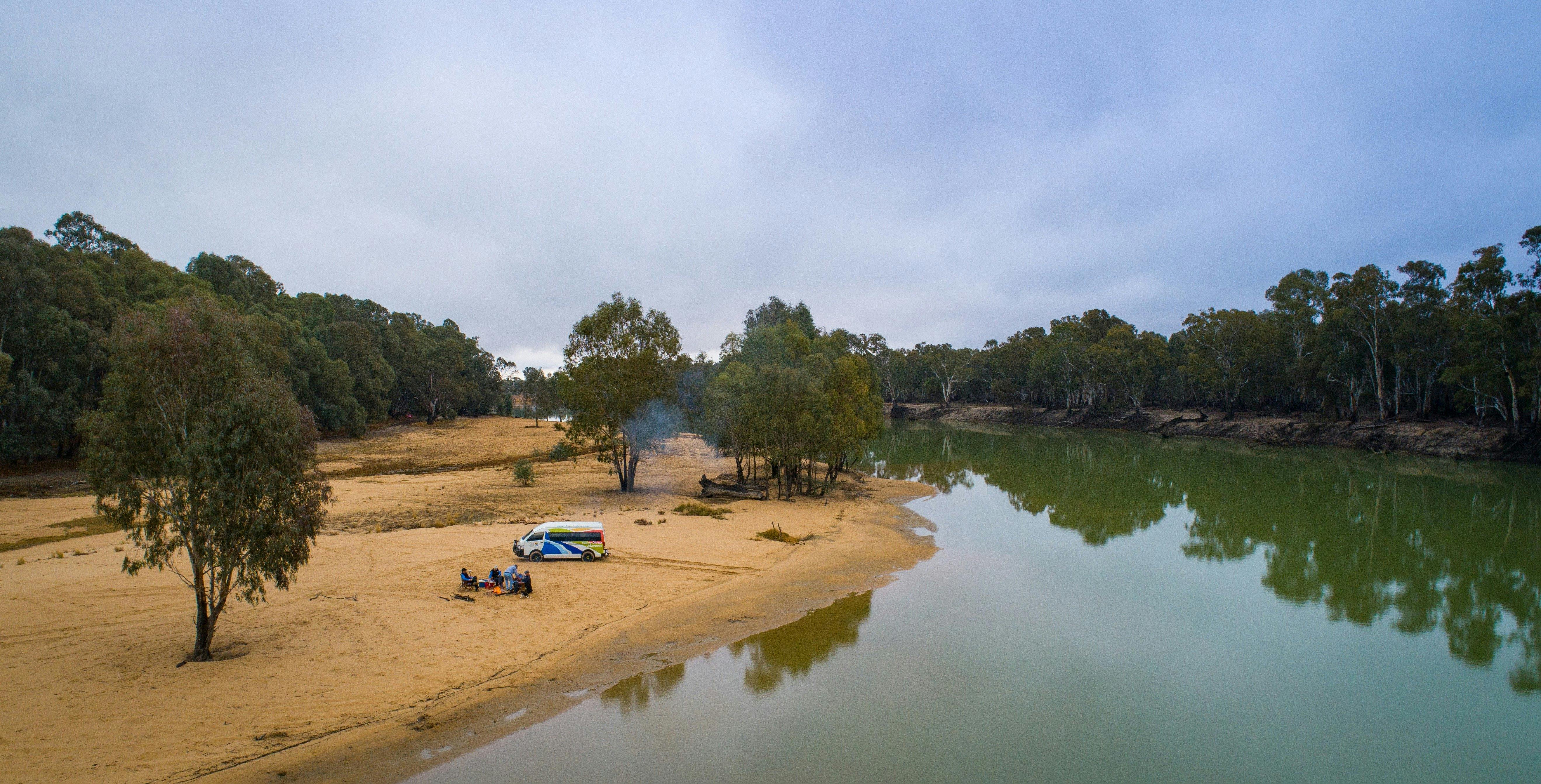 A Murray river sand bar - brilliant spot for breakfast or lunch