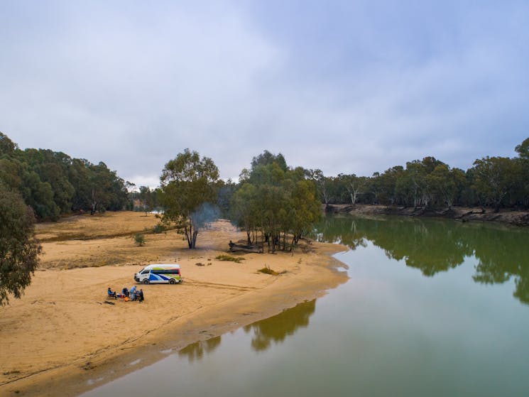A Murray river sand bar - brilliant spot for breakfast or lunch