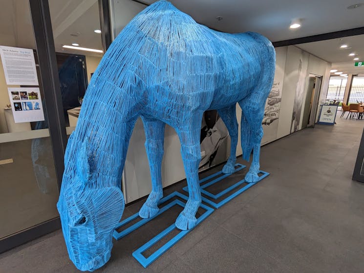Big Blue horse sculpture by Nick Adams
