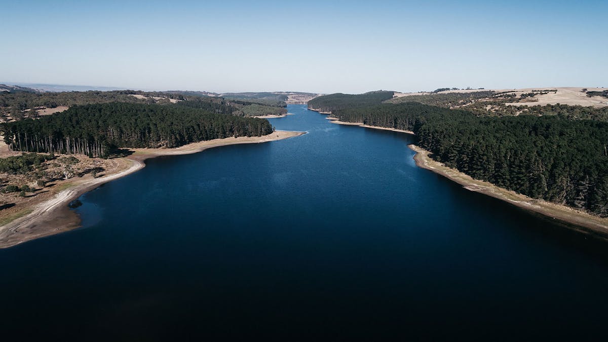 Aerial view of Myponga Reservoir Reserve