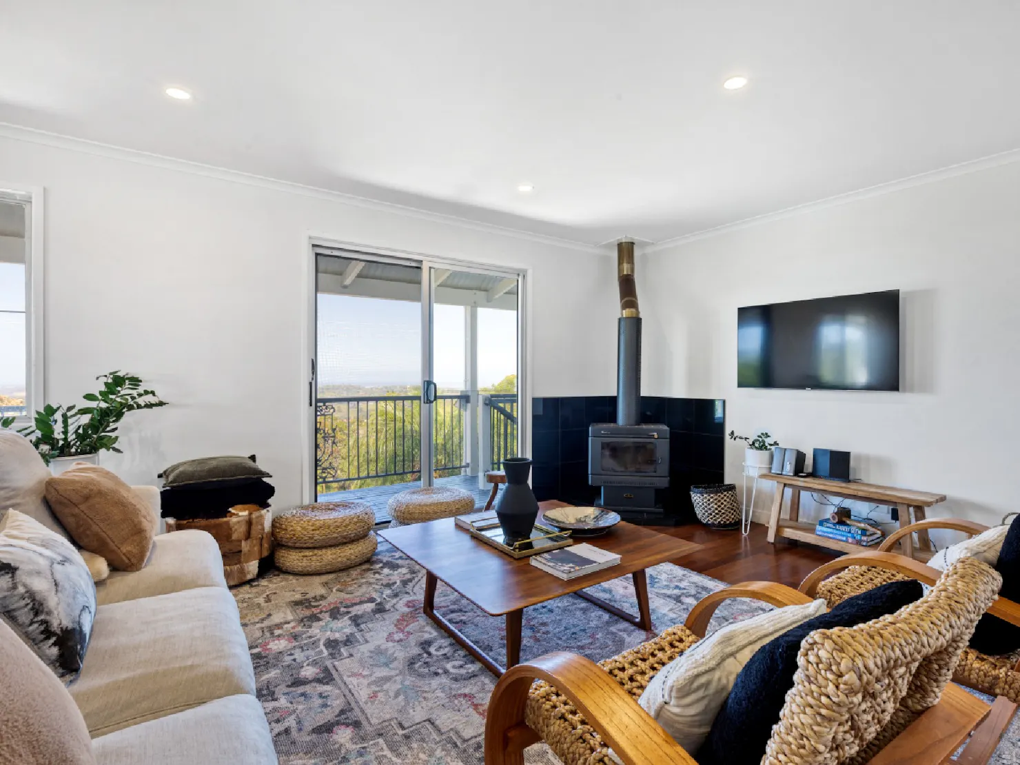 Lounge area with indoor fireplace