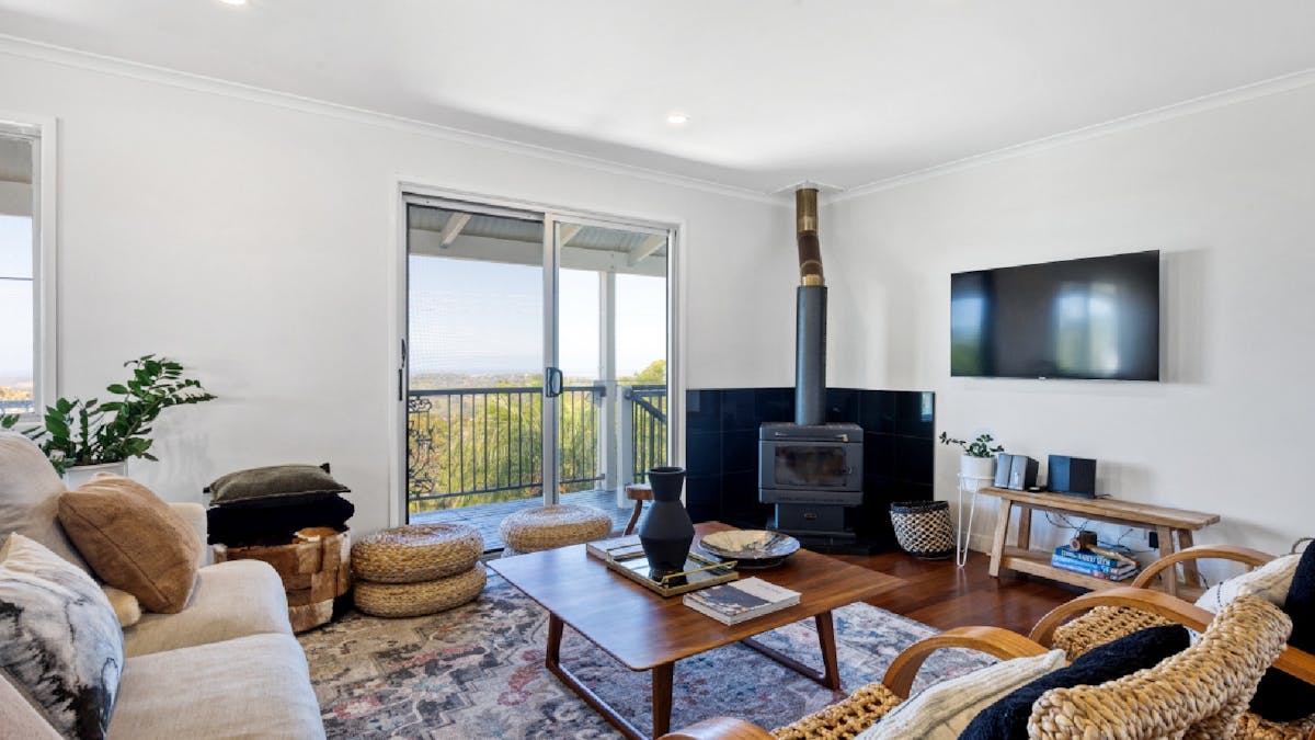 Lounge area with indoor fireplace