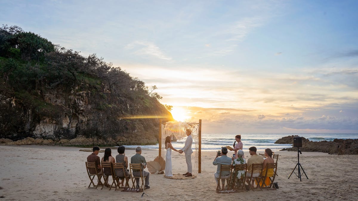 Beach wedding by Elope Stradbroke, Redlands Coast weddings by Elope Brisbane