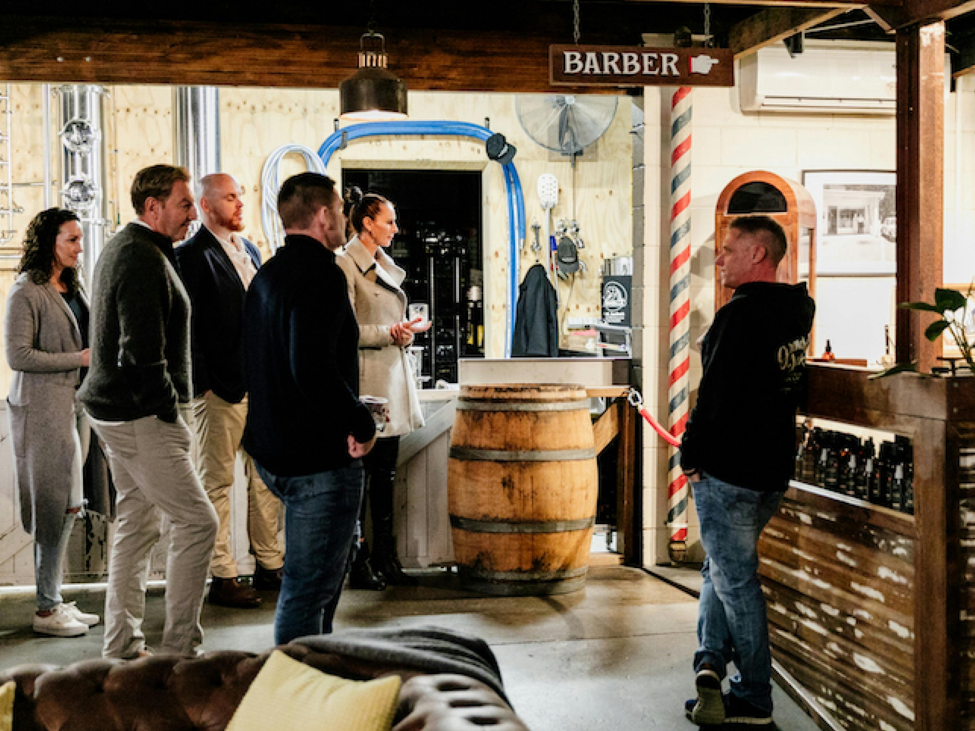 Guests enjoying the distillery tour.