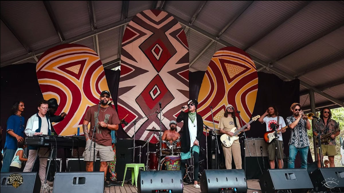 A band performs at Kuranda Roots Festival in Mareeba, Far North Queensland.