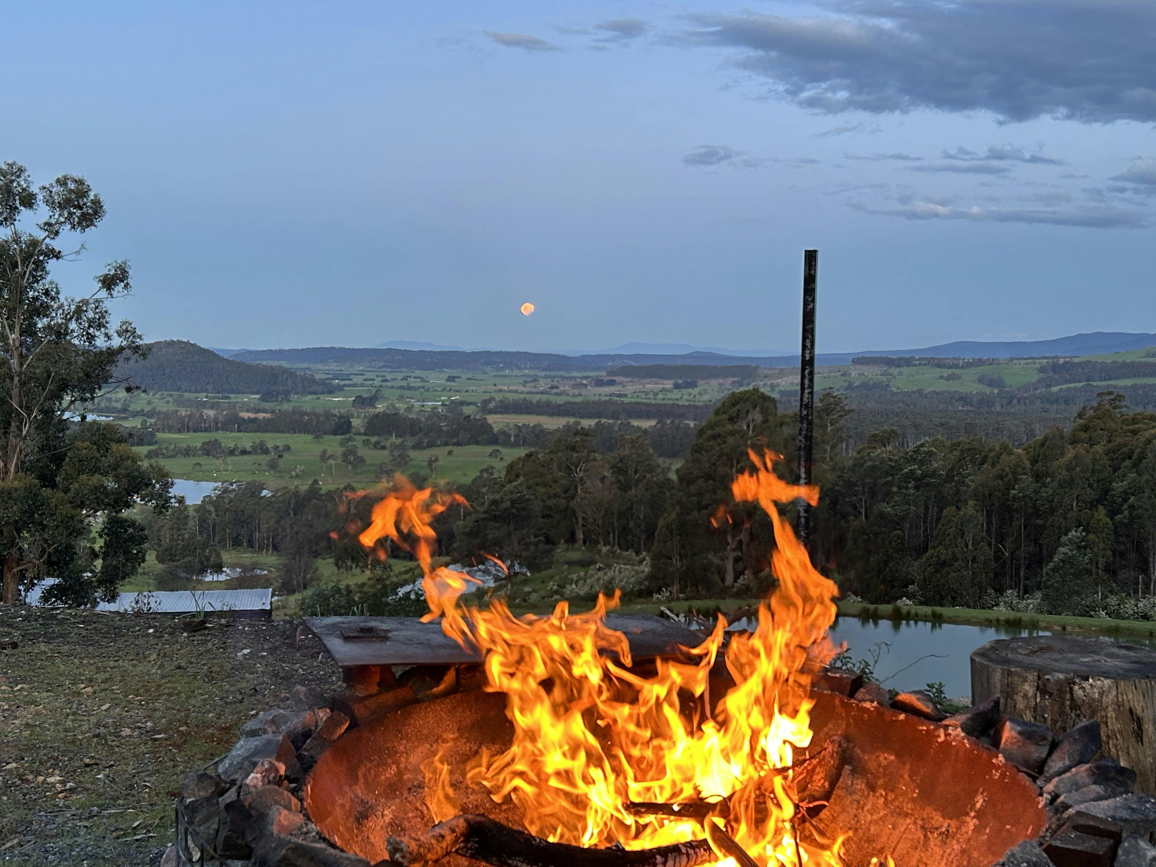 Warm yourself by the fire pit.