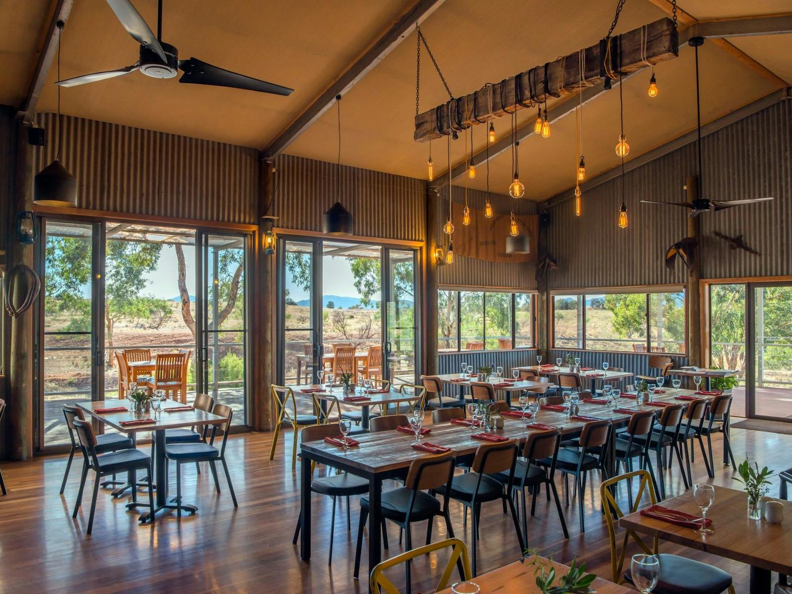 Inside restaurant area of the Woolshed Restaurant
