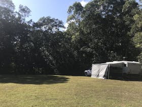 Main camp area next to creek