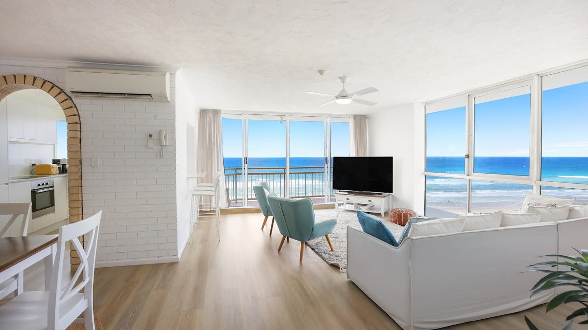 Lounge room with Ocean views - Seacrest Apartments Surfers Paradise -  Gold Coast Holidays