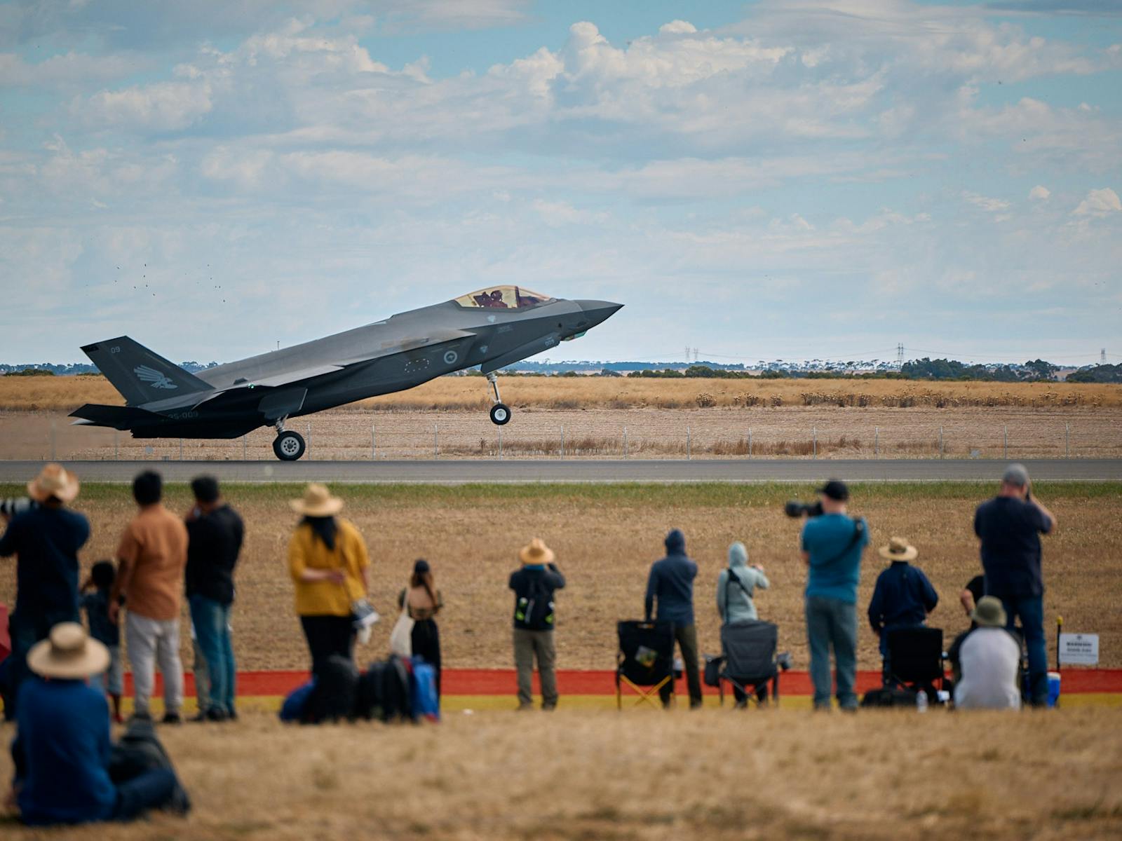 F35A Taking Off In Front of Crowd