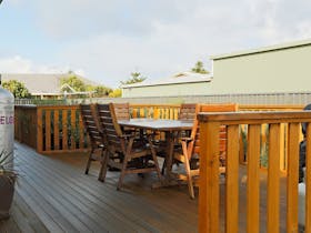 REAR DECK WITH WHEEL CHAIR RAMP AND BBQ SHED