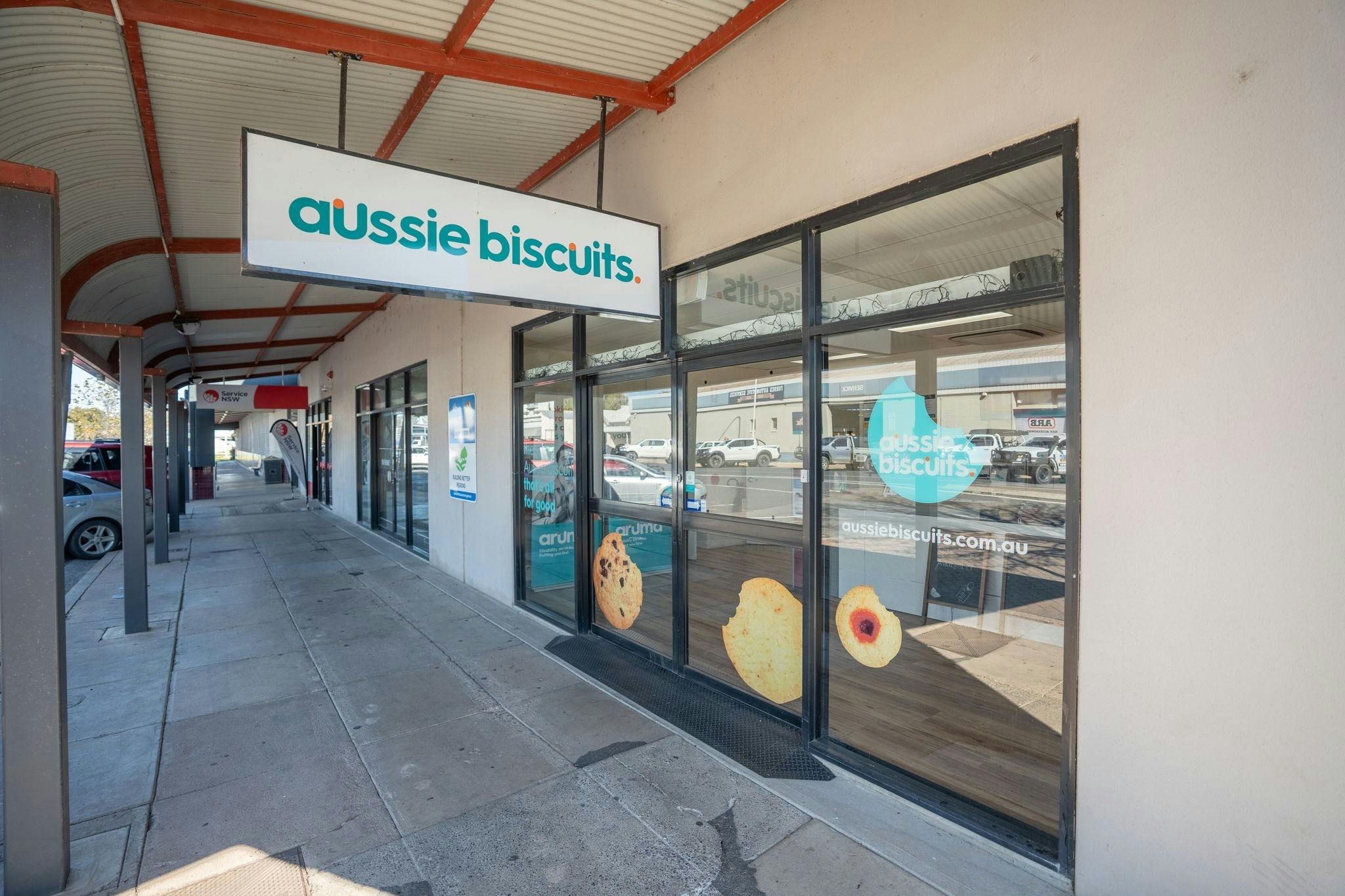 shop front, ranking street, aussie biscuits, aruma