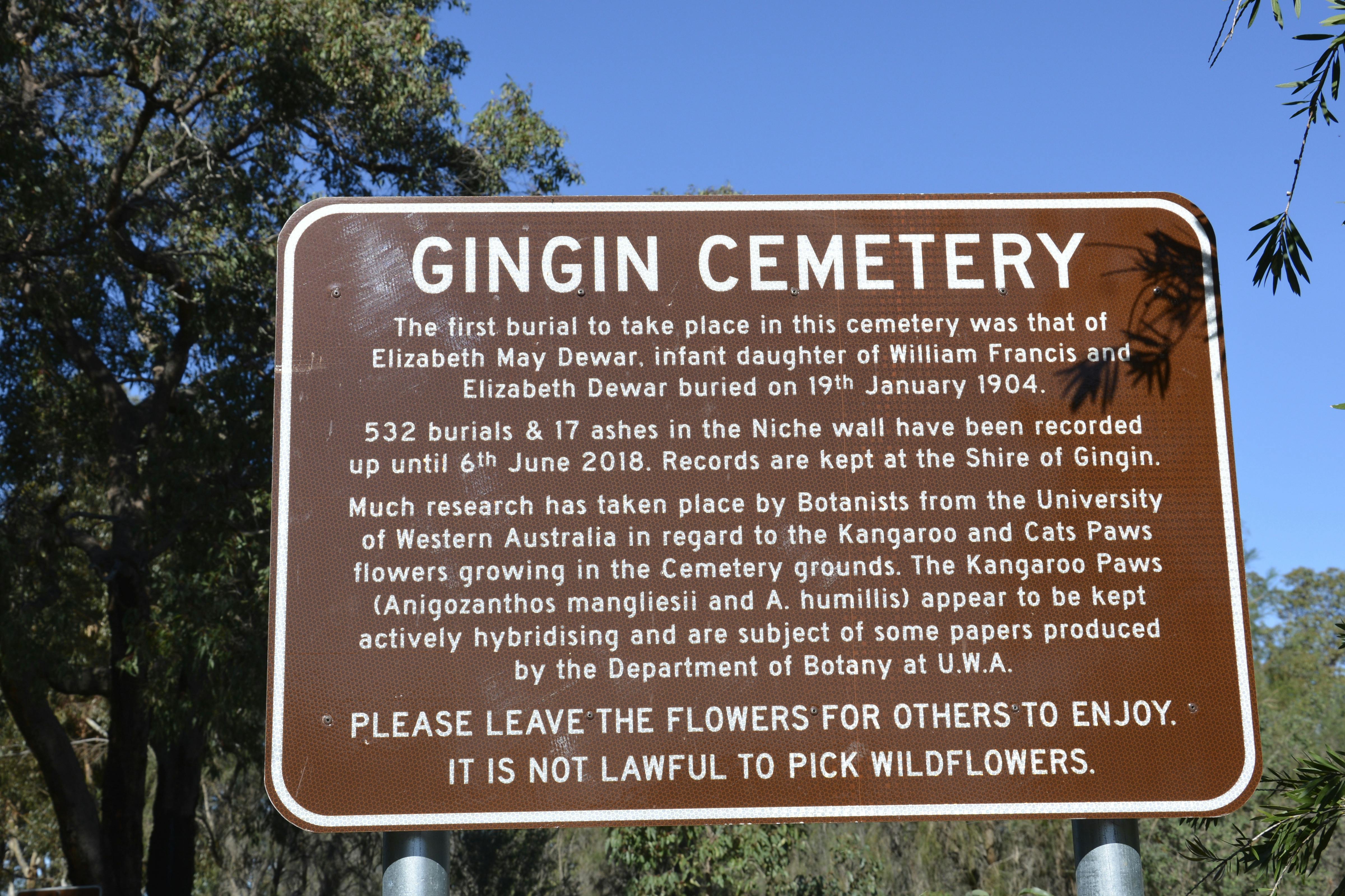 Cemetery sign