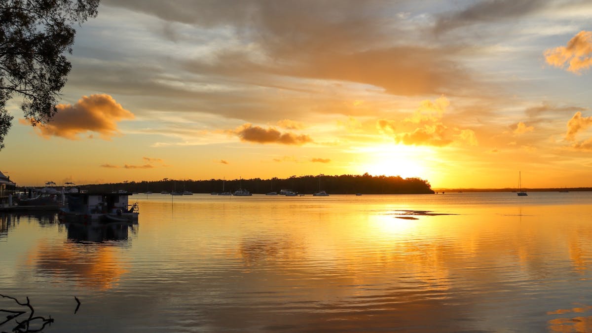 Golden sunset at Carlo Point overlooking the bay