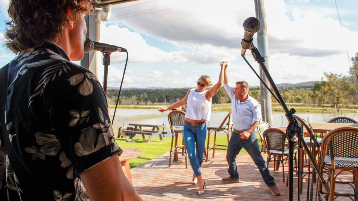 Live music and dancing at Balancing Heart Vineyard on the Granite Belt, South-East Queensland