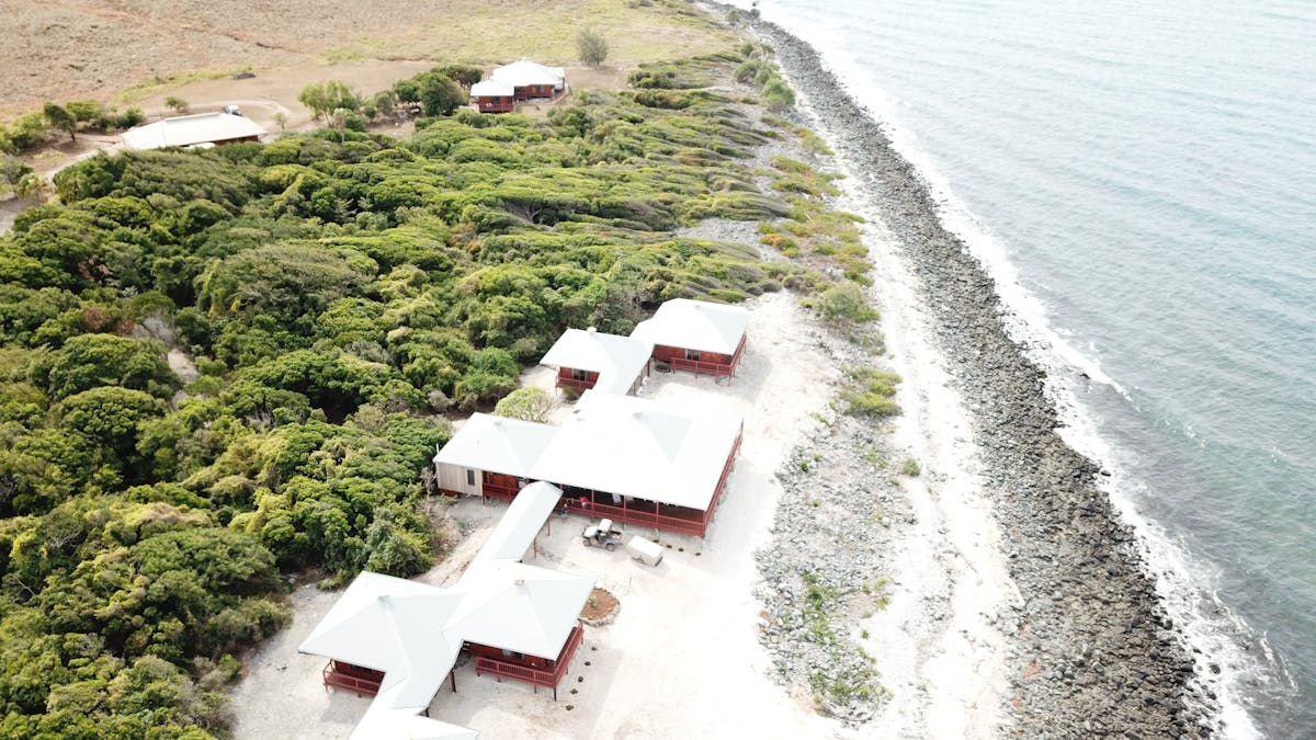 Camp Island - Aerial of the Lodge