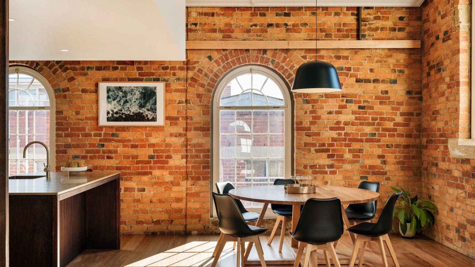 View of the dining area and kitchen