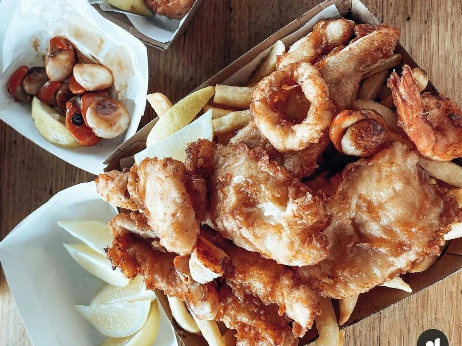 Freshly cooked seafood