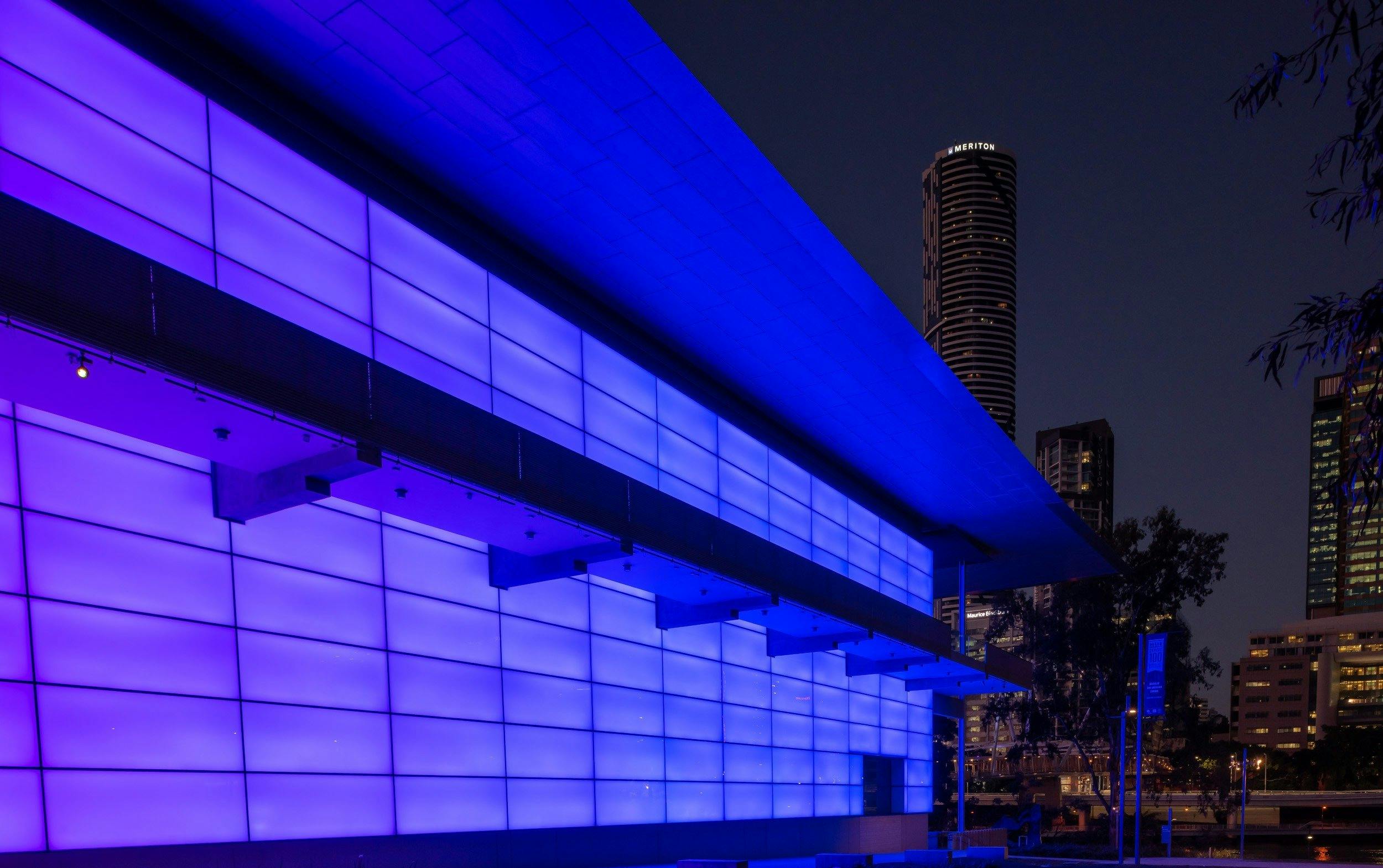 James Turrell's Night Life 2018. Commissioned to mark the 10th anniversary of the opening of GOMA