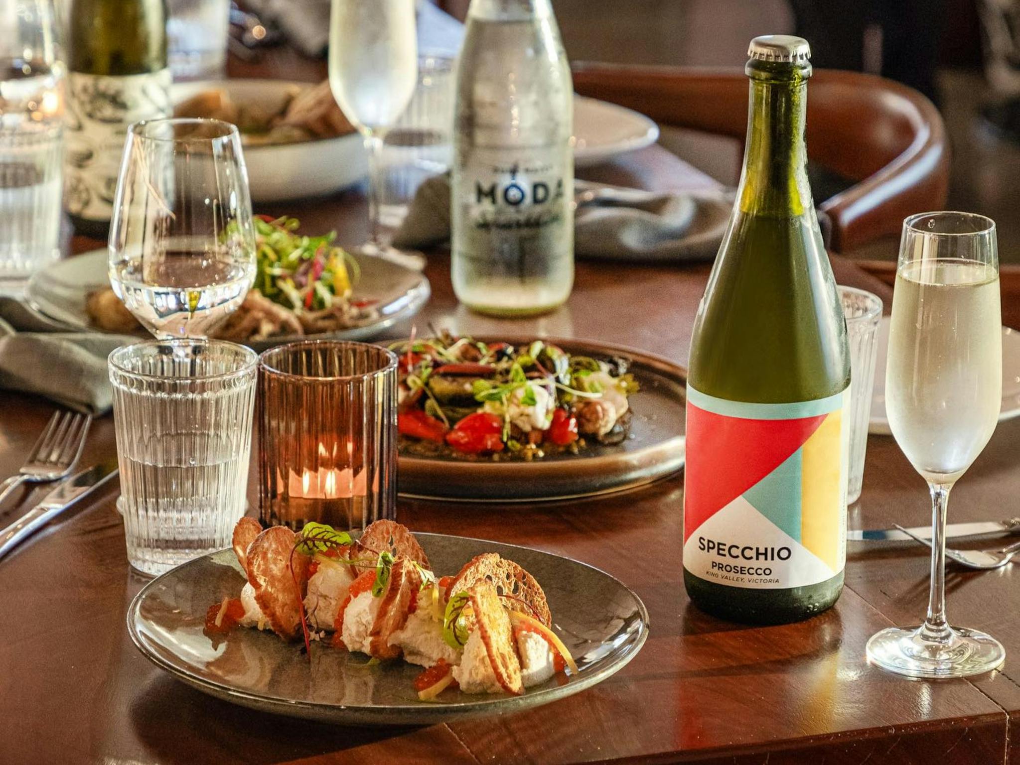 Tablescape of food and drink
