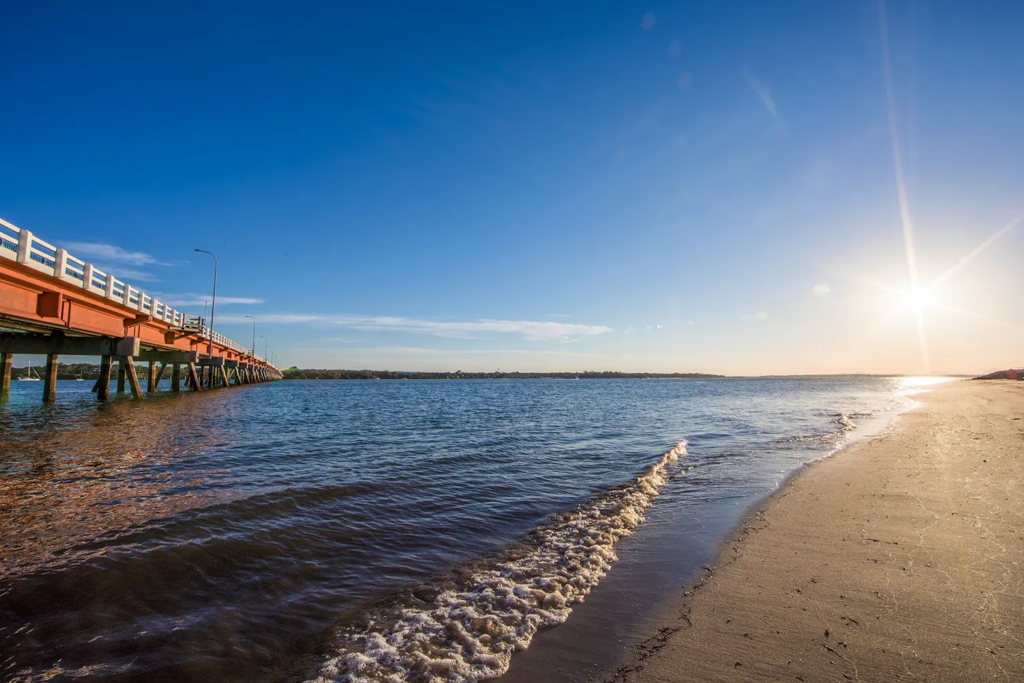 Bribie Island bridge at sunset