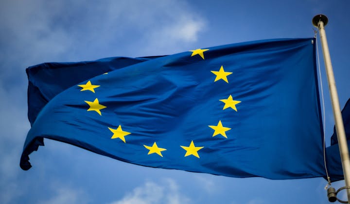European flag on sky background