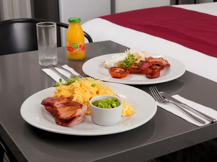 Enjoy a hot breakfast delivered to your room