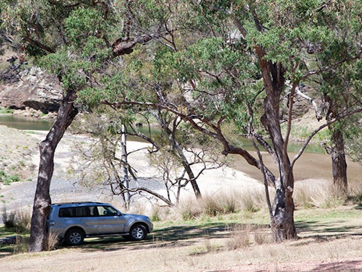A car driving towards Big River campground in Goulburn River National Park. Photo: Nick Cubbin