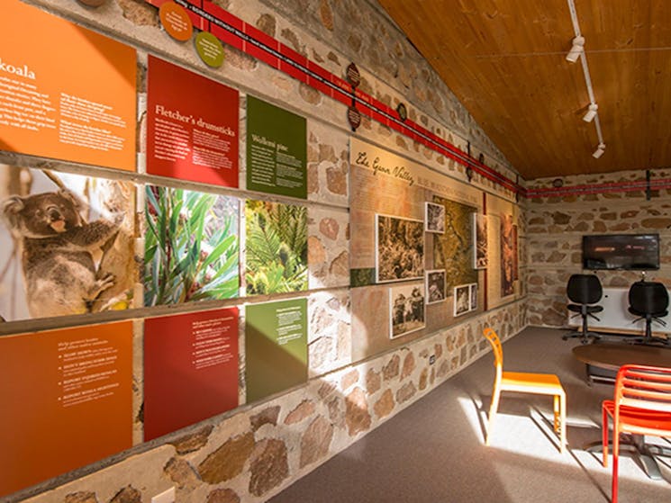 Wall displays at Blue Mountains Heritage Centre, Blue Mountains National Park. Photo: John Spencer