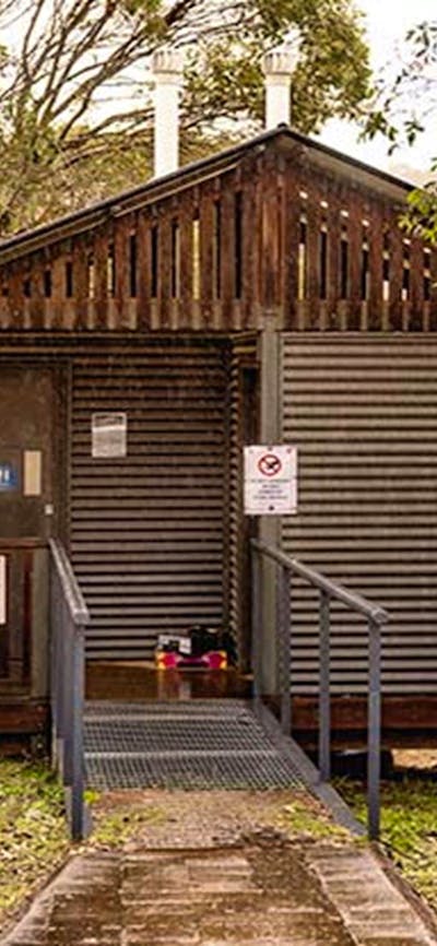 Exterior of toilet at Blue Waterholes campground, High Plains area of Kosciuszko National Park.