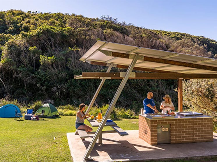 Barbecues at Little Beach campground in Bouddi National Park. Photo credit: John Spencer.
