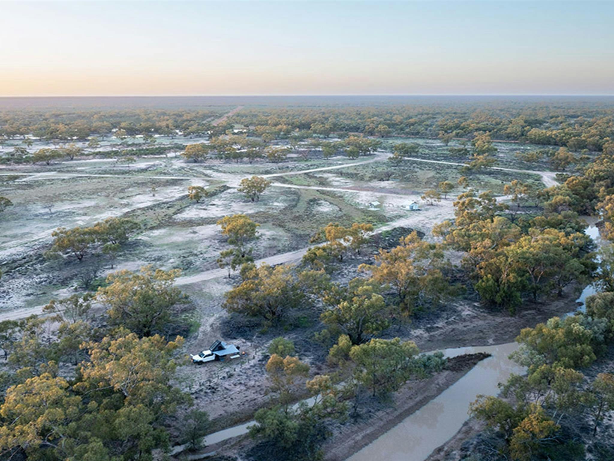 Aerial view of Brindingabba campground. Credit: Andrew Hull &copy; DCCEEW
