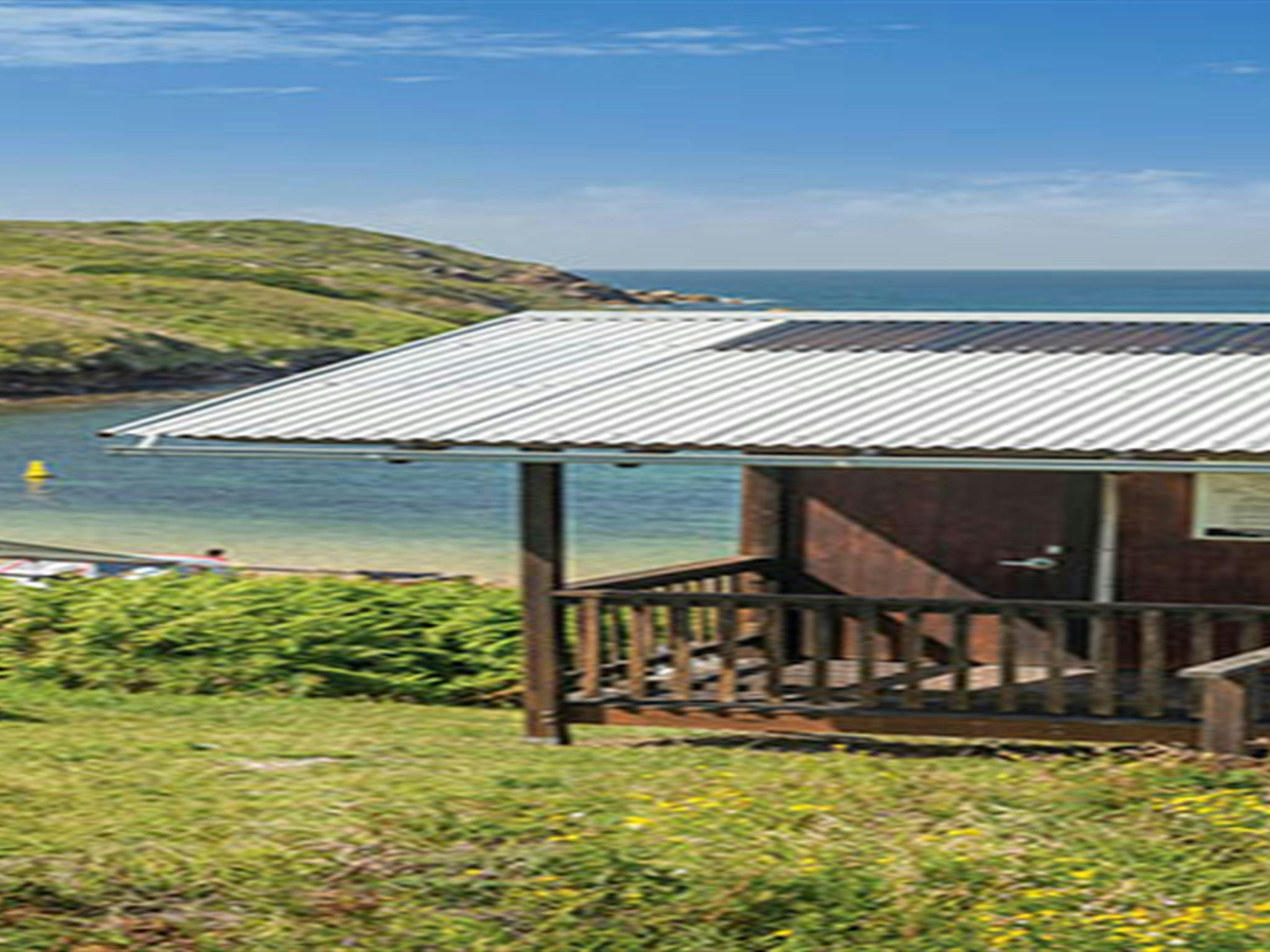 Toilet block containing non-flush toilets, Broughton Island campground, Myall Lakes National Park.