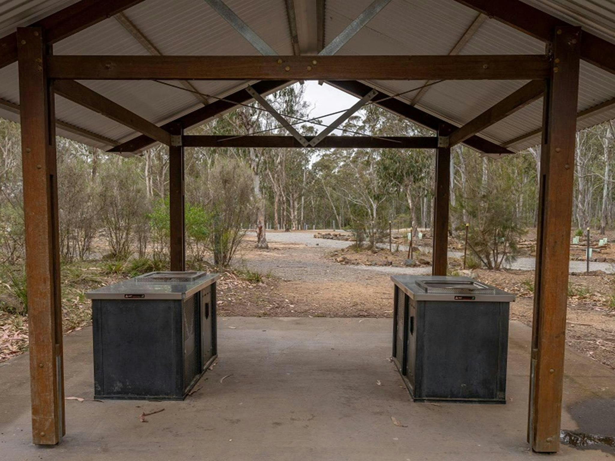 The sheltered barbecues at Bungonia campground, Bungonia National Park. Photo: John Spencer &copy;