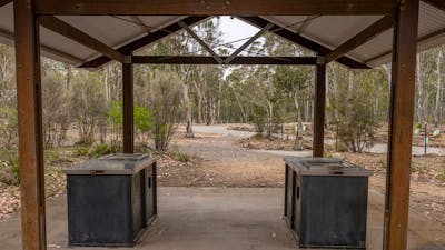 The sheltered barbecues at Bungonia campground, Bungonia National Park. Photo: John Spencer ©