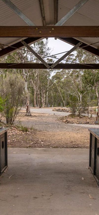 The sheltered barbecues at Bungonia campground, Bungonia National Park. Photo: John Spencer ©