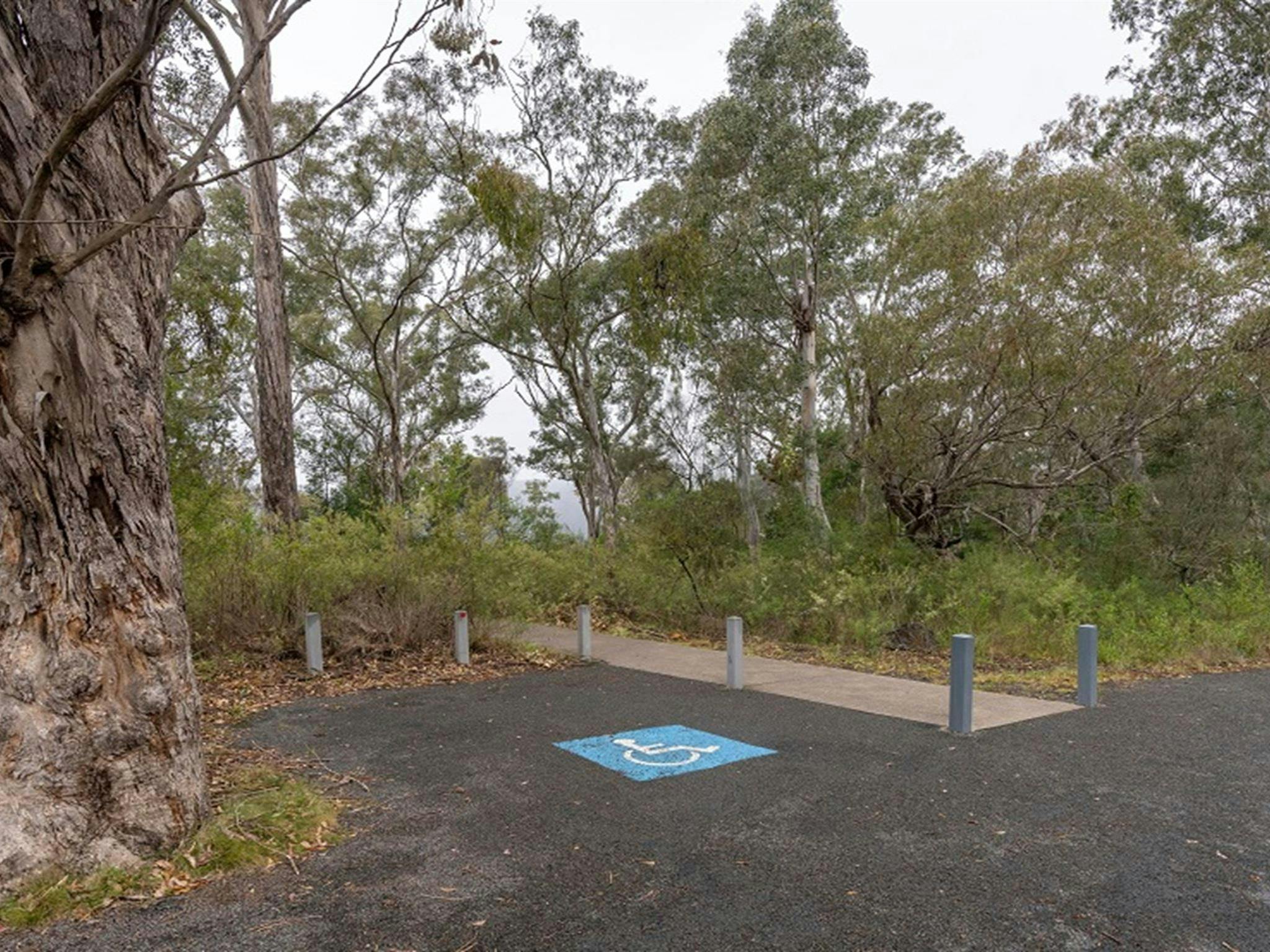 The wheelchair-accessible parking space at the Lookdown lookout, Bungonia National Park. Photo: John
