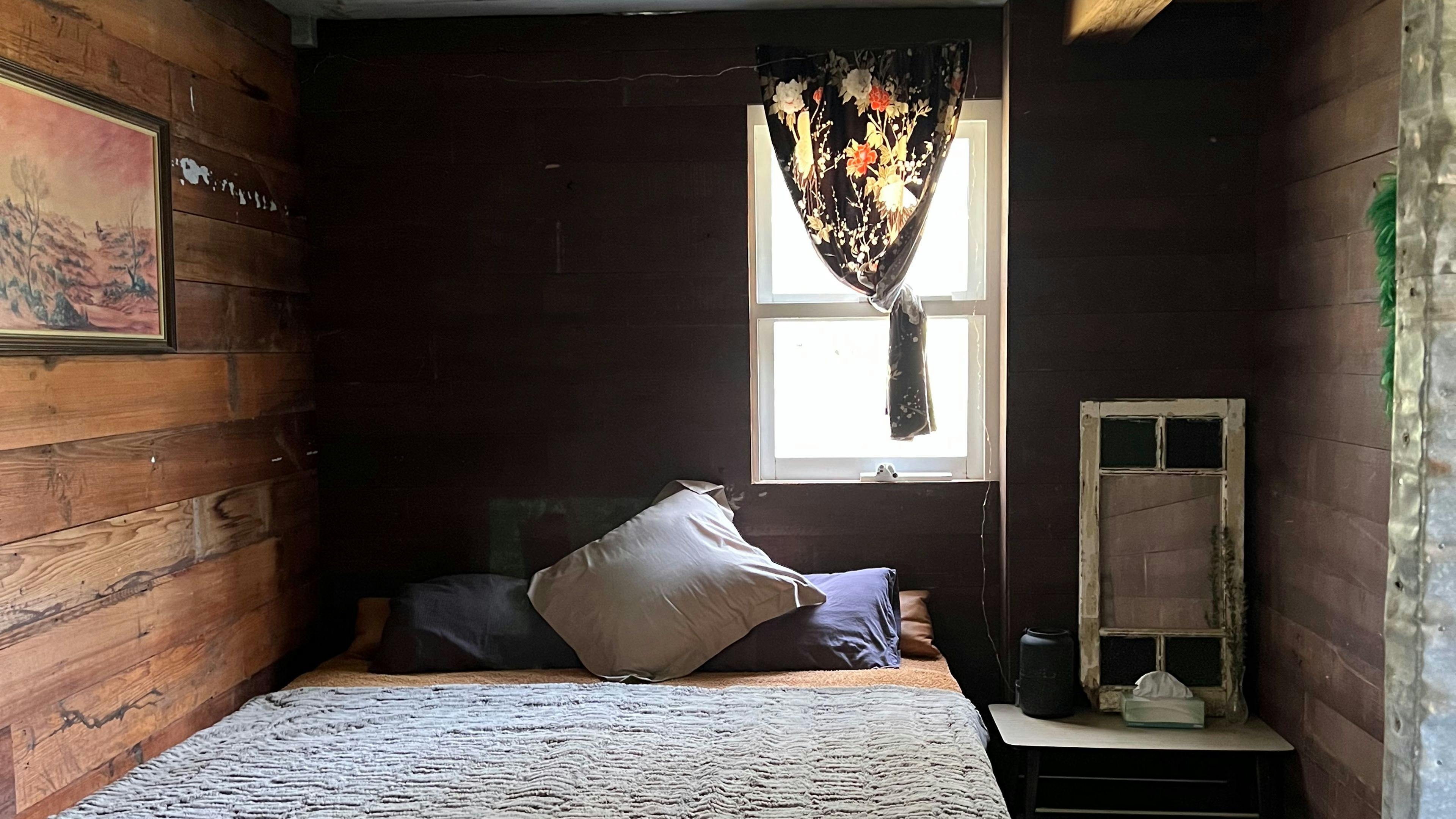 Bedroom with split king (2 single beds that can be split or pushed together to make a king) bedroom is open plan, no wall/doors.