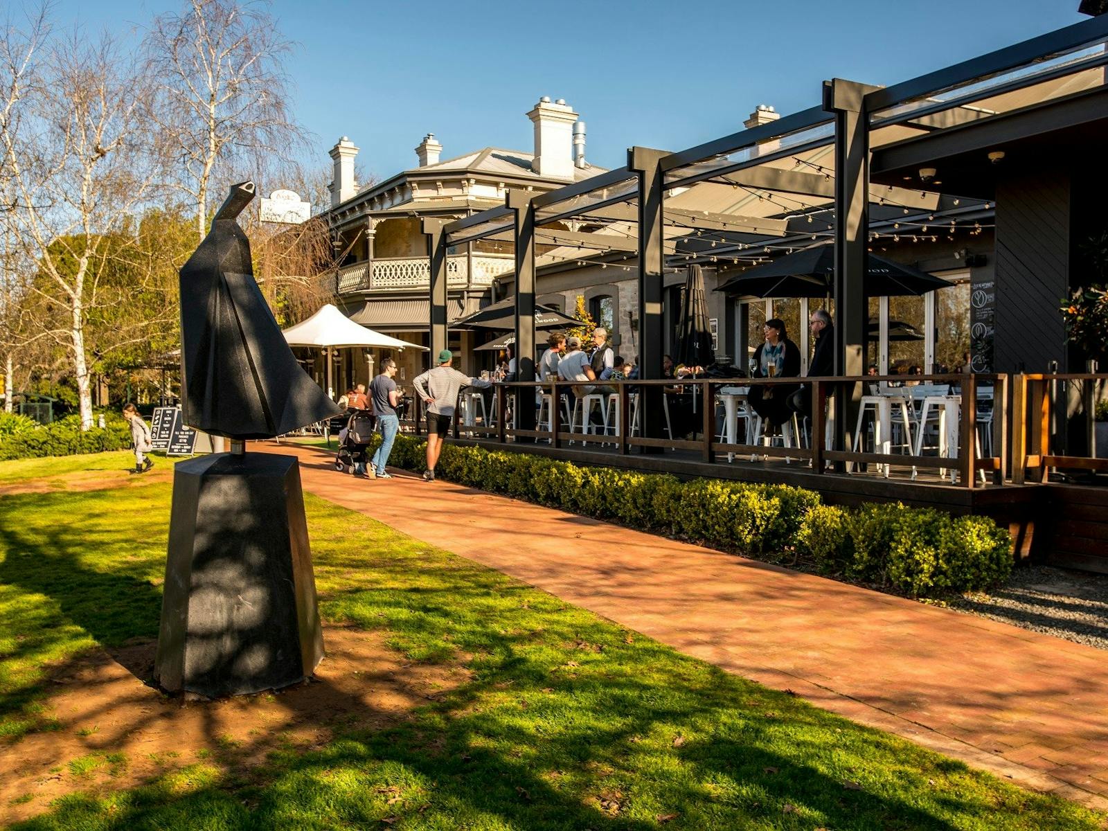 Hills Sculpture Trail in front of the Stirling Hotel, Stirling, Adelaide Hills