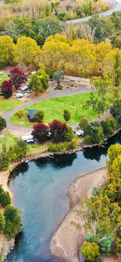 Reflections Tumut River - aerial view of the park