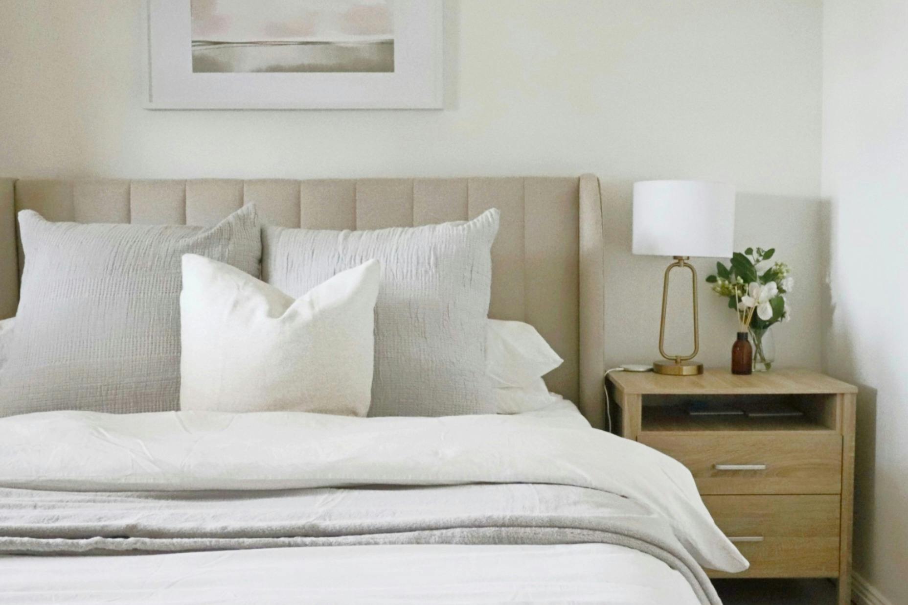 Queen bed with smart TV