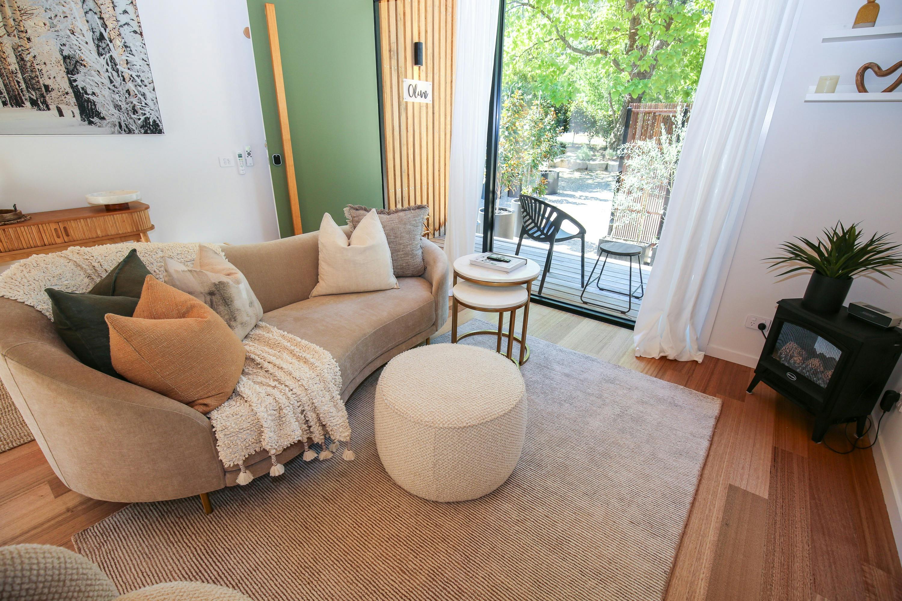 Living space at Olive Retreat with couches