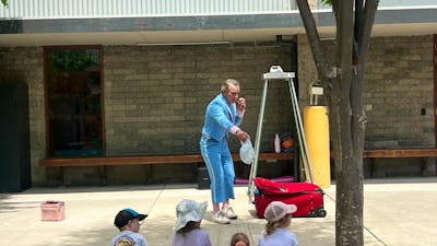 street performer entertaining children