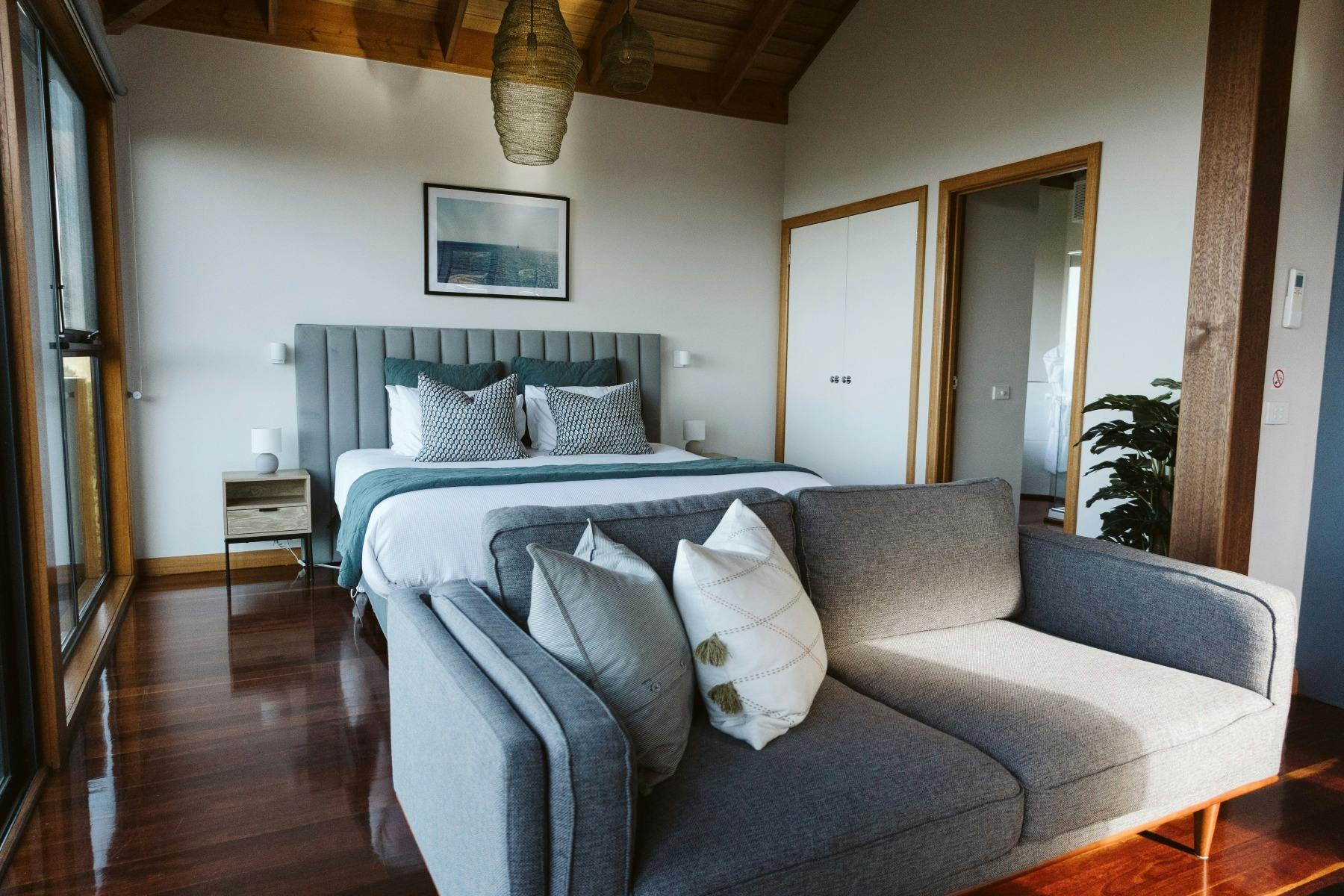 Open plan living and bedroom area at Point of View Villas