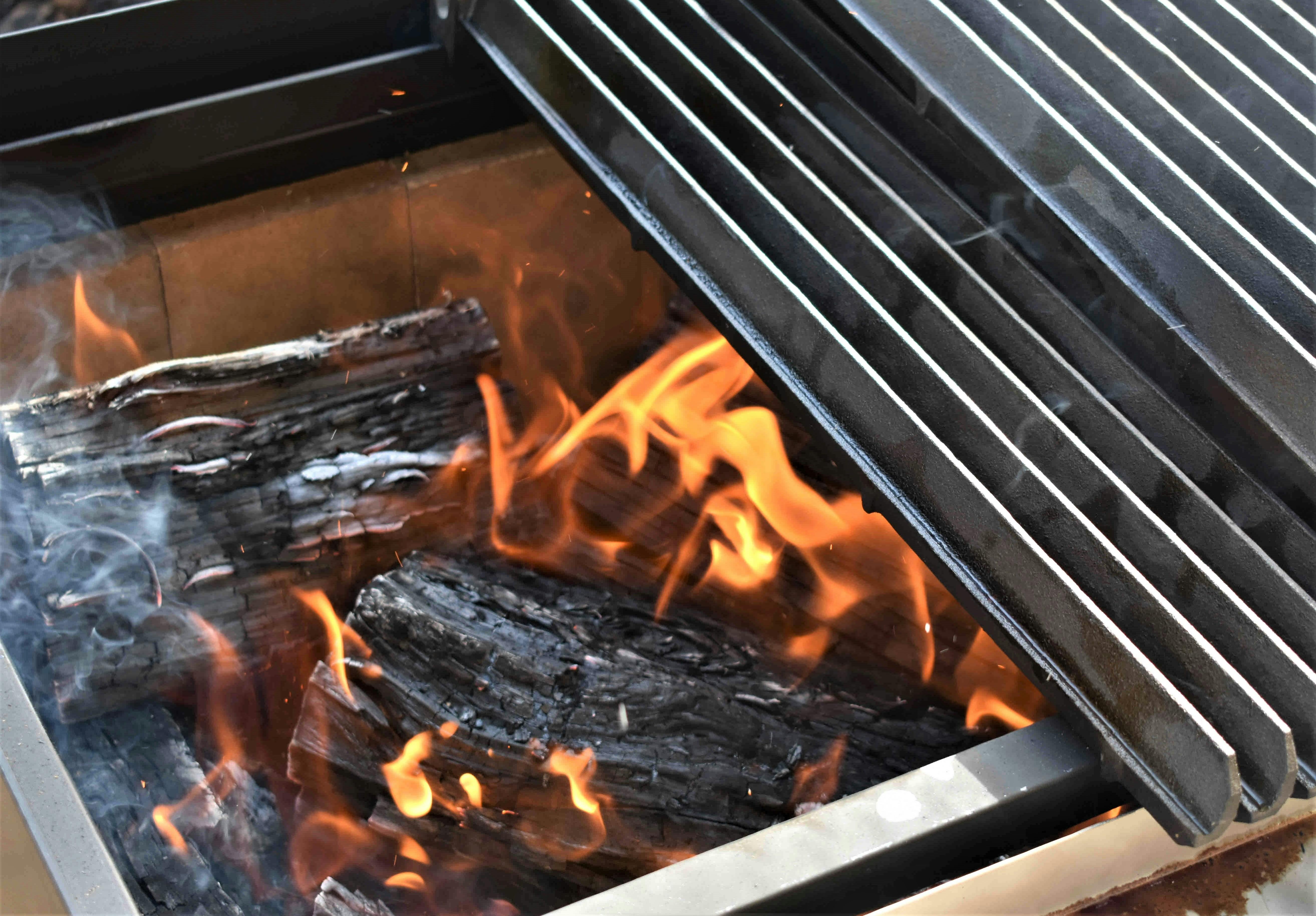 Wood fired grill ready to cook