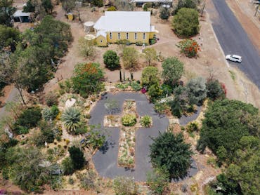 Aerial view of Church and garden Aerial view of Church and garden
