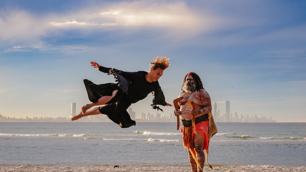 Two performers dancing