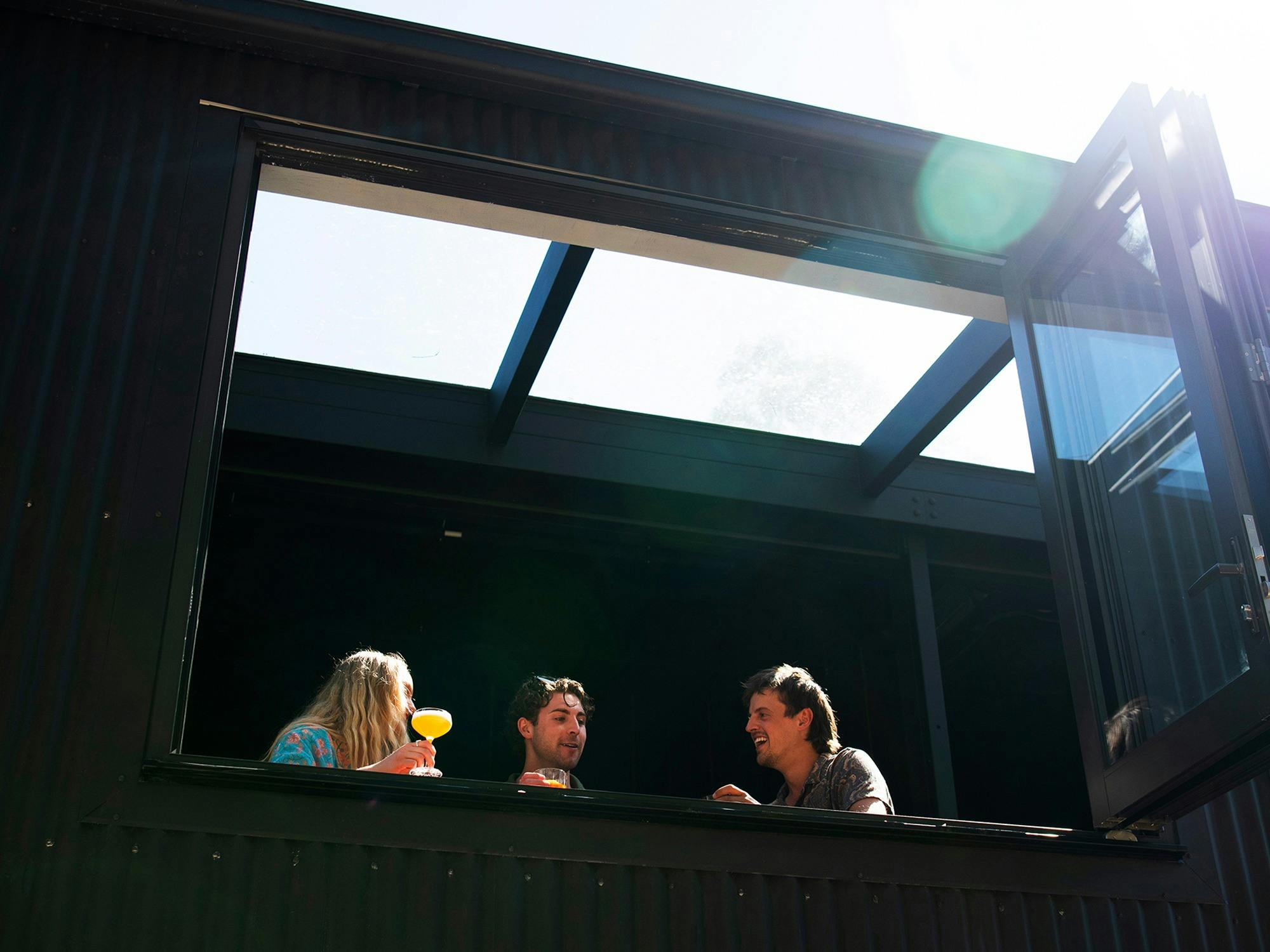 Cocktails overlooking the distillery garden